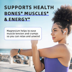 Supplement facts panel highlighting 850mg magnesium glycinate per serving