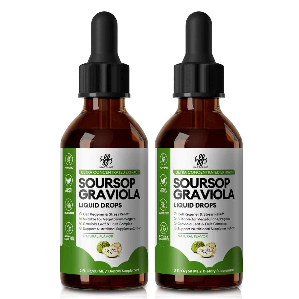 iMATCHME soursop liquid drops bottle highlights natural flavor and high absorption