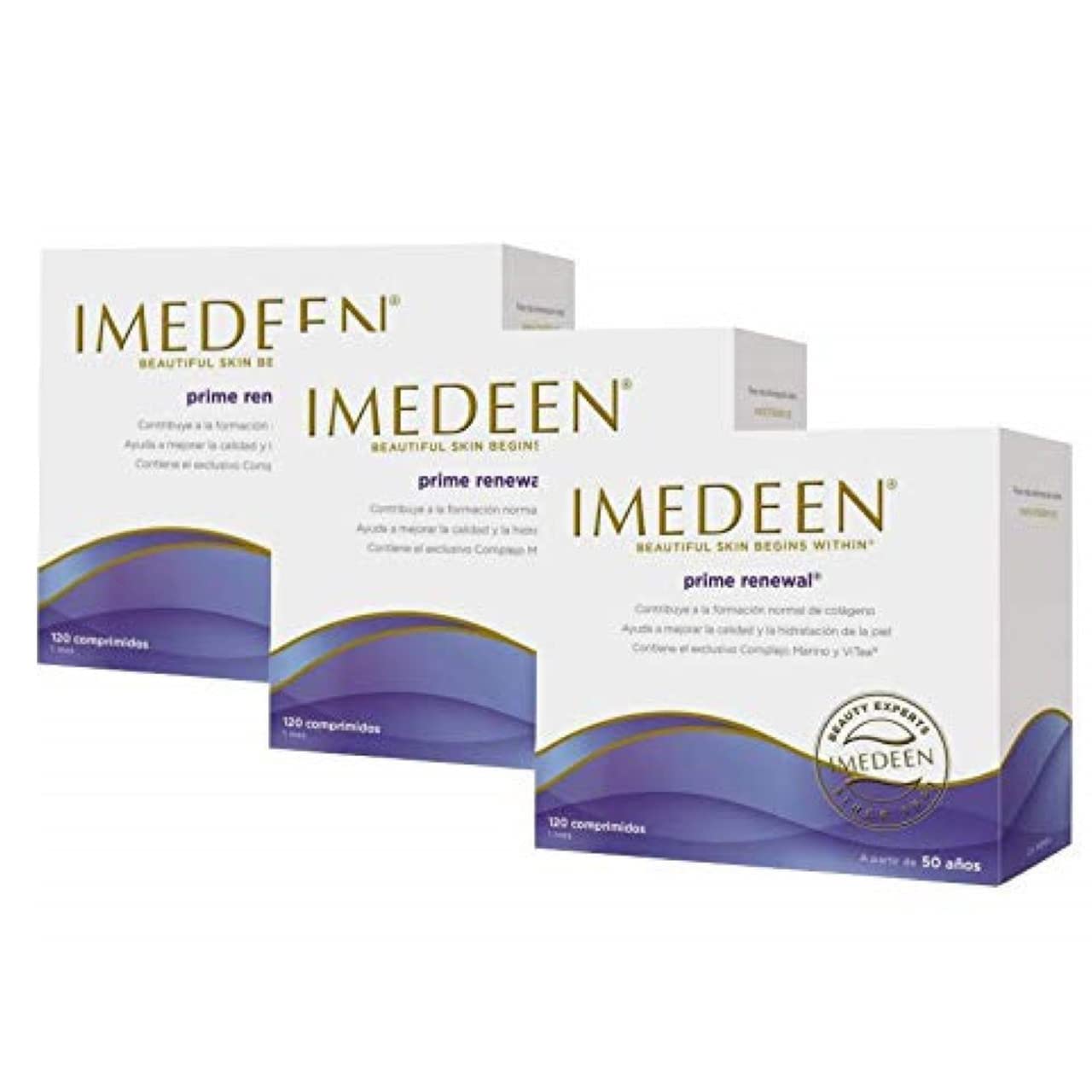 Packaging and bottle of Imedeen Prime Renewal on white background