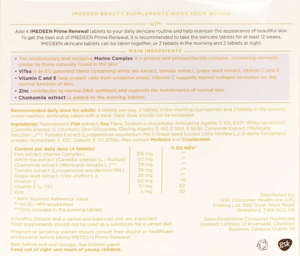 Imedeen Prime Renewal capsules/tablets close-up