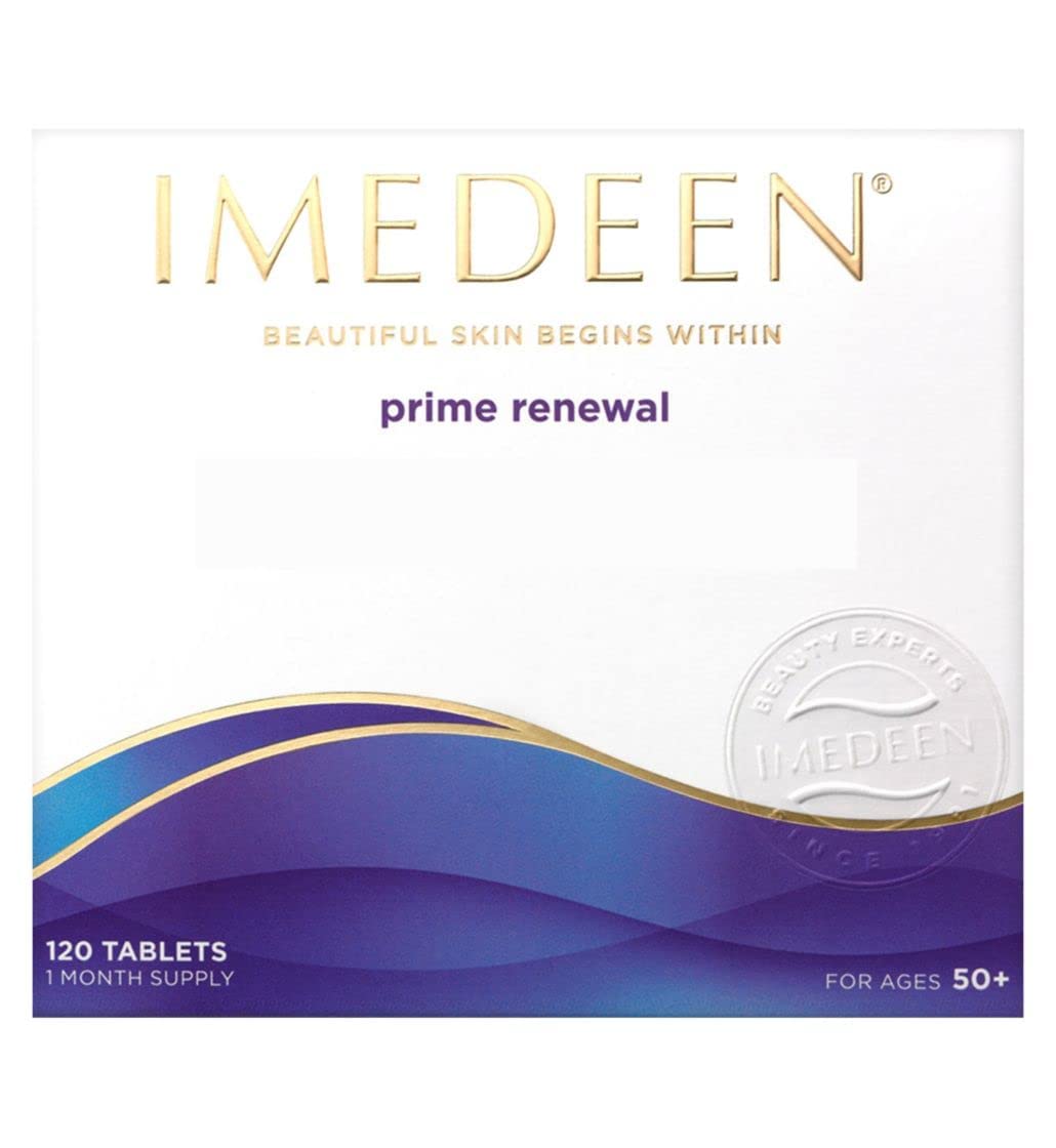 Imedeen Prime Renewal bottle with soft glow emphasizing a 12-week regimen