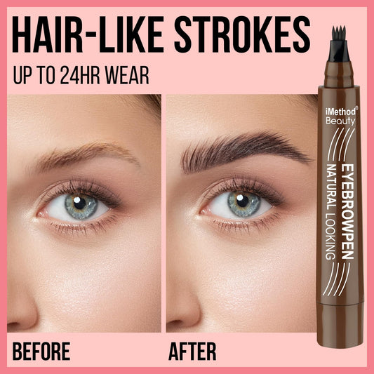 iMethod eyebrow pen with spoolie brush blends brows for natural finish