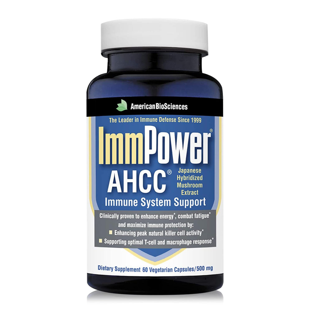Front view of ImmPower AHCC 500mg capsules