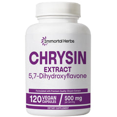 Bottle of Immortal Herbs Chrysin 500mg vegan capsules