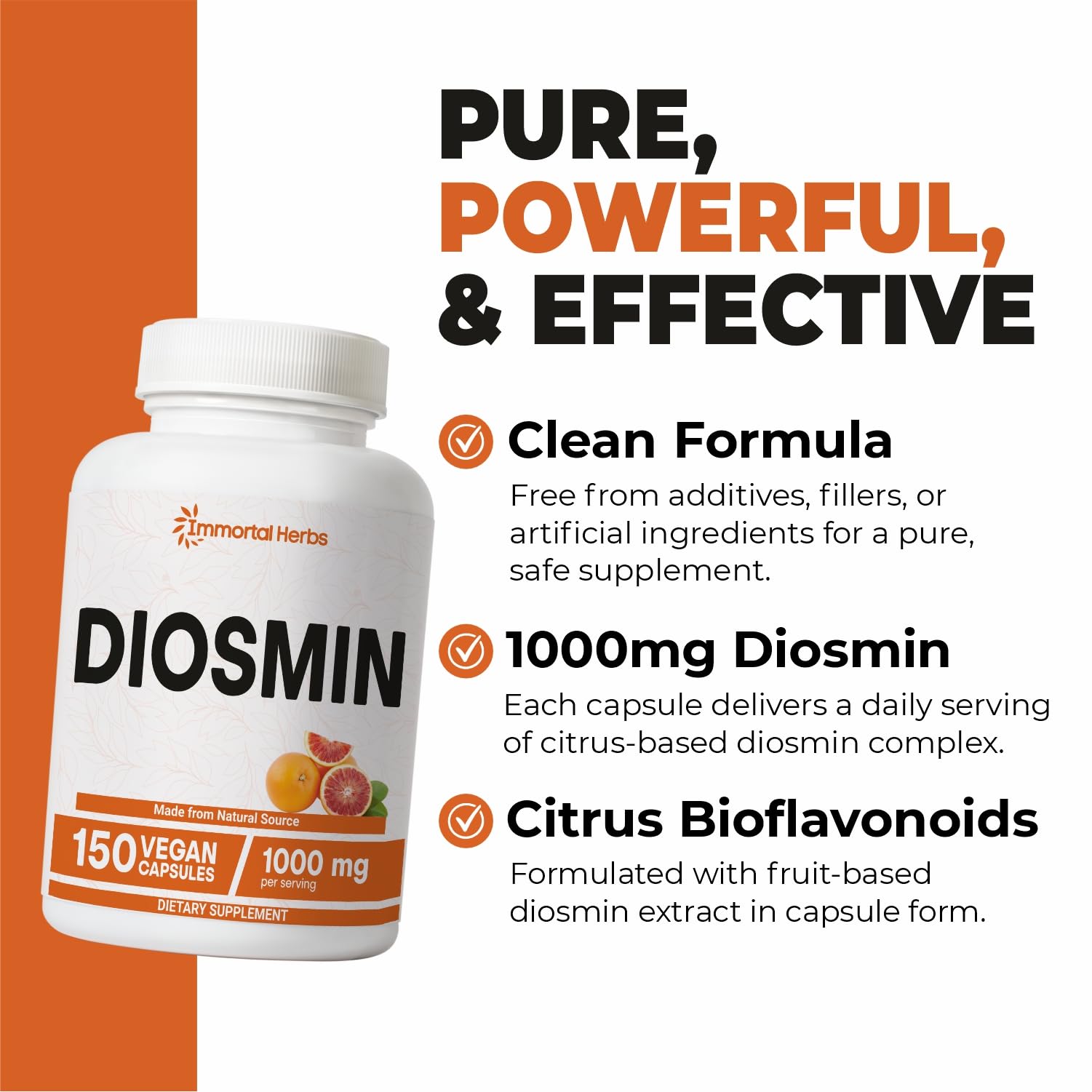 Label showing hesperidin-free diosmin bioflavonoids