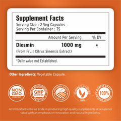 Diosmin 1000mg capsules close-up with serving size