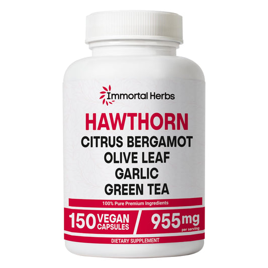 Front view of Immortal Herbs Hawthorn Berry Capsules bottle