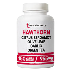 Front view of Immortal Herbs Hawthorn Berry Capsules bottle