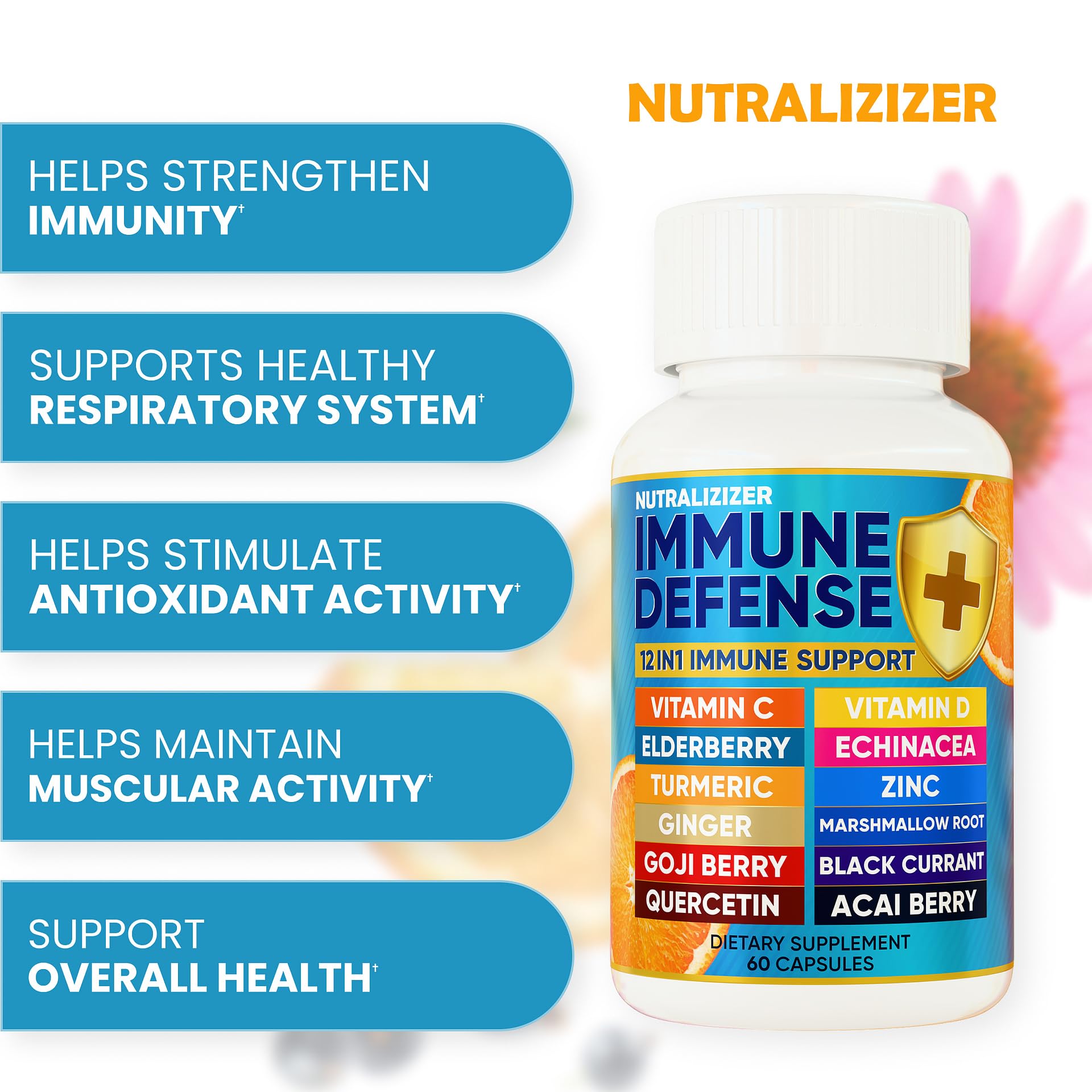 Close-up of immune defense capsules