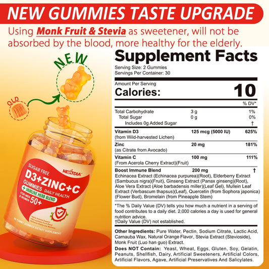 Product label showing 9-in-1 immune defense gummies ingredients