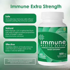 Immune Health Basics beta glucan capsules close-up for daily immune support