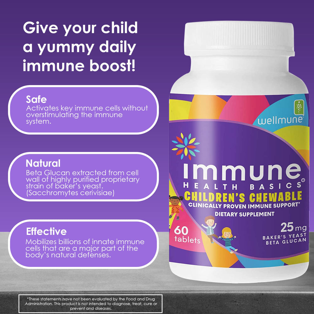 Chewable tablets showing natural orange flavor for kids