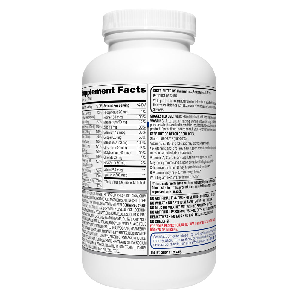 Equate 50+ multivitamin symbolizing immune health, metabolism and vitality