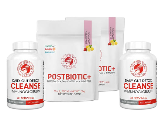 Front view of Silver Fern Immune+ Protocol Kit with Postbiotic+ and Cleanse.