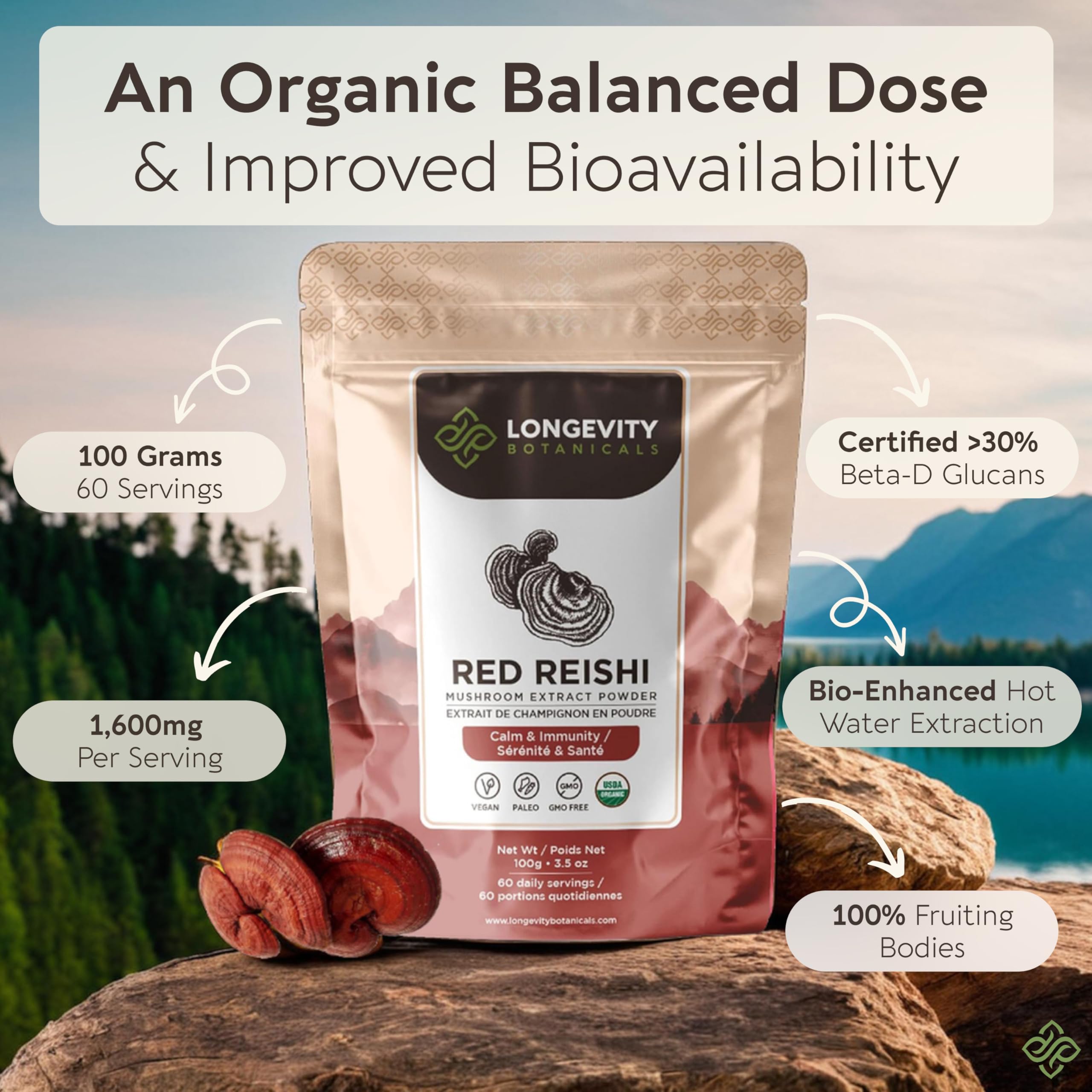 Image representing immune, stress and sleep benefits of Reishi