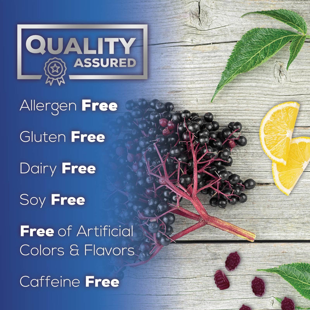 Elderberry vitamins on white background