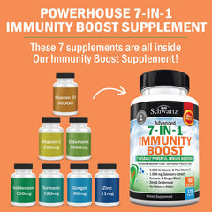 Close-up of capsules beside the 120-count immune support bottle