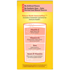 Label showing Vitamin C, Vitamin D and Zinc nutrients for Immunemax