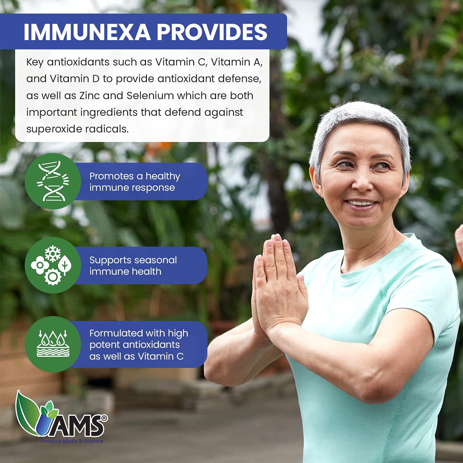 Adult taking Immunexa daily with a meal for immune support