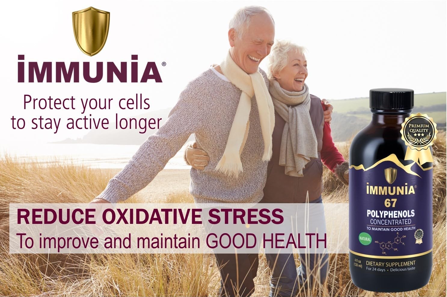 Liquid Immunia 67 Polyphenols formula with dropper
