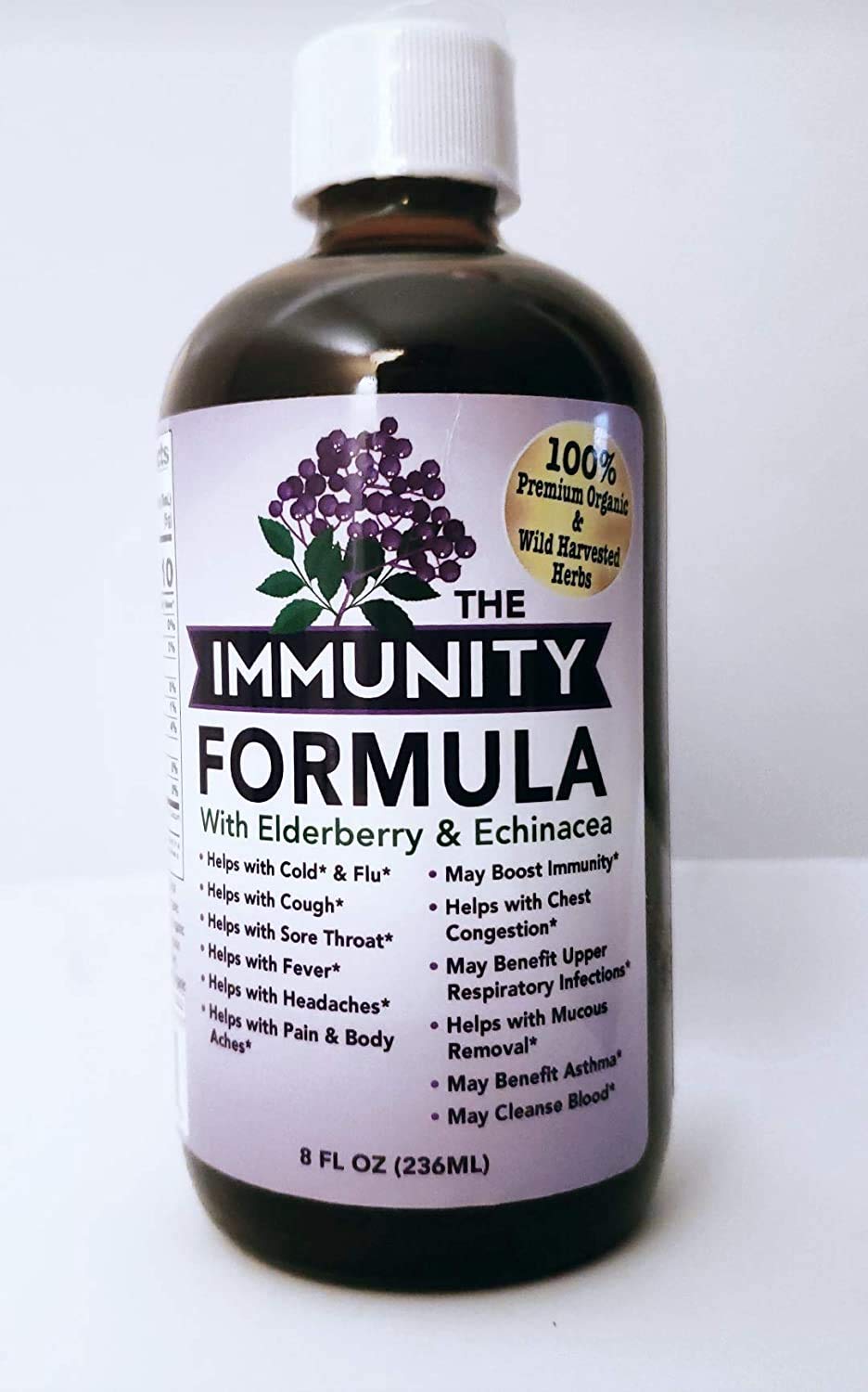Bottle of The Immunity Formula Tonic with Organic Elderberry and Echinacea, 8 oz – Pack of 2