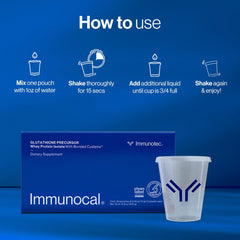 Immunocal packaging card beside bottle emphasizes detox and antioxidants.