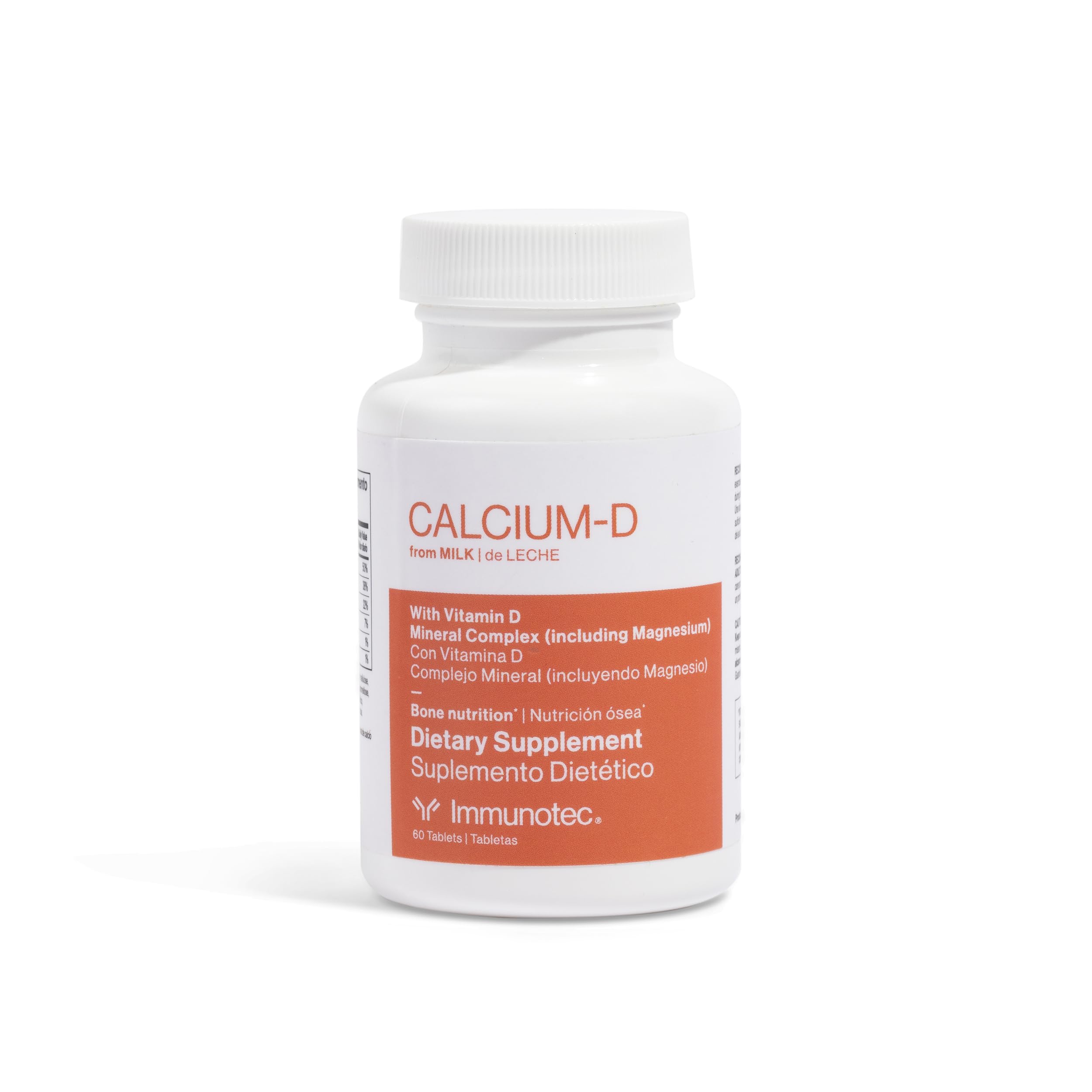 Bottle of Immunotec Calcium from Milk with Calcium D and Vitamin D label
