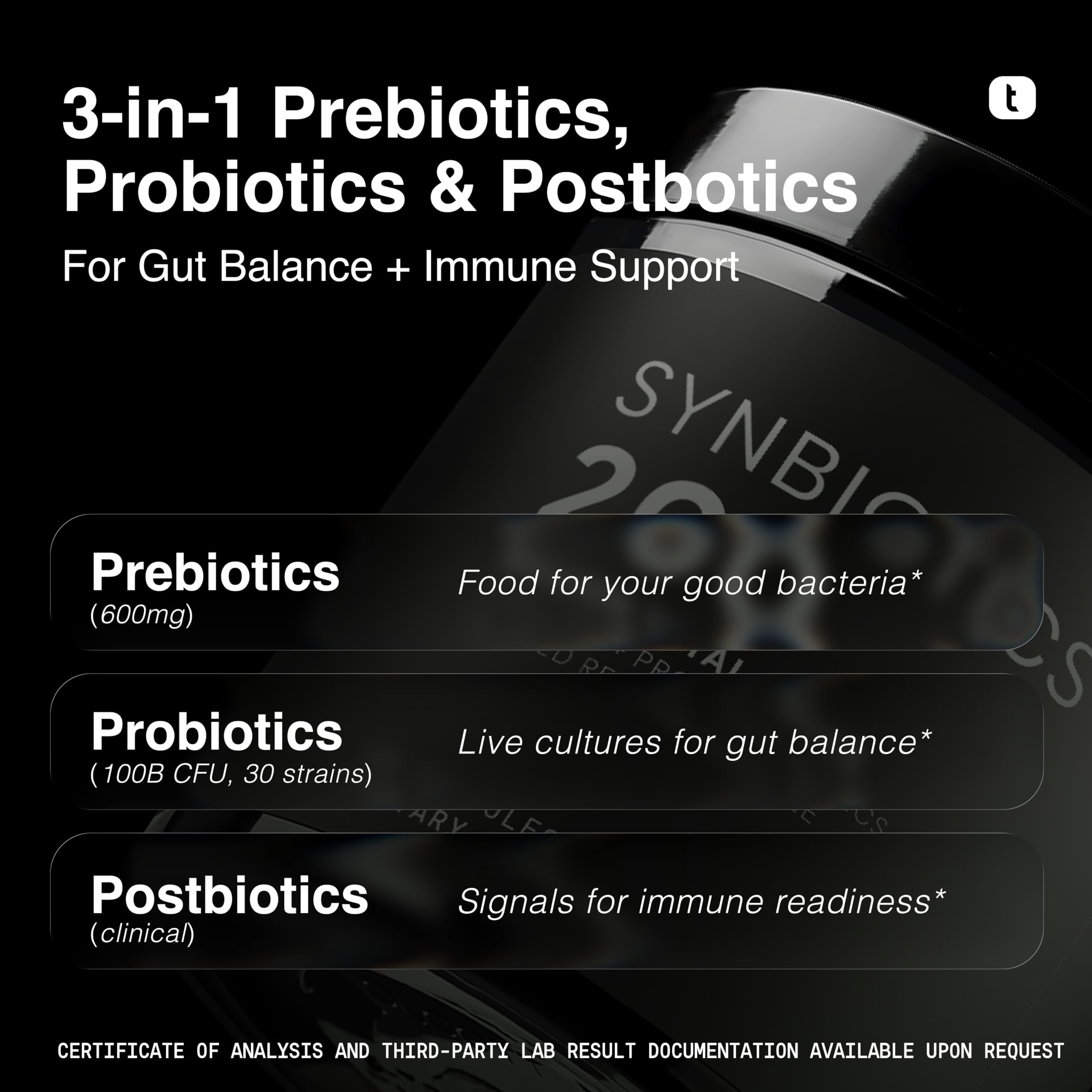 IMMUSE LC-Plasma postbiotic branding on Toniiq product