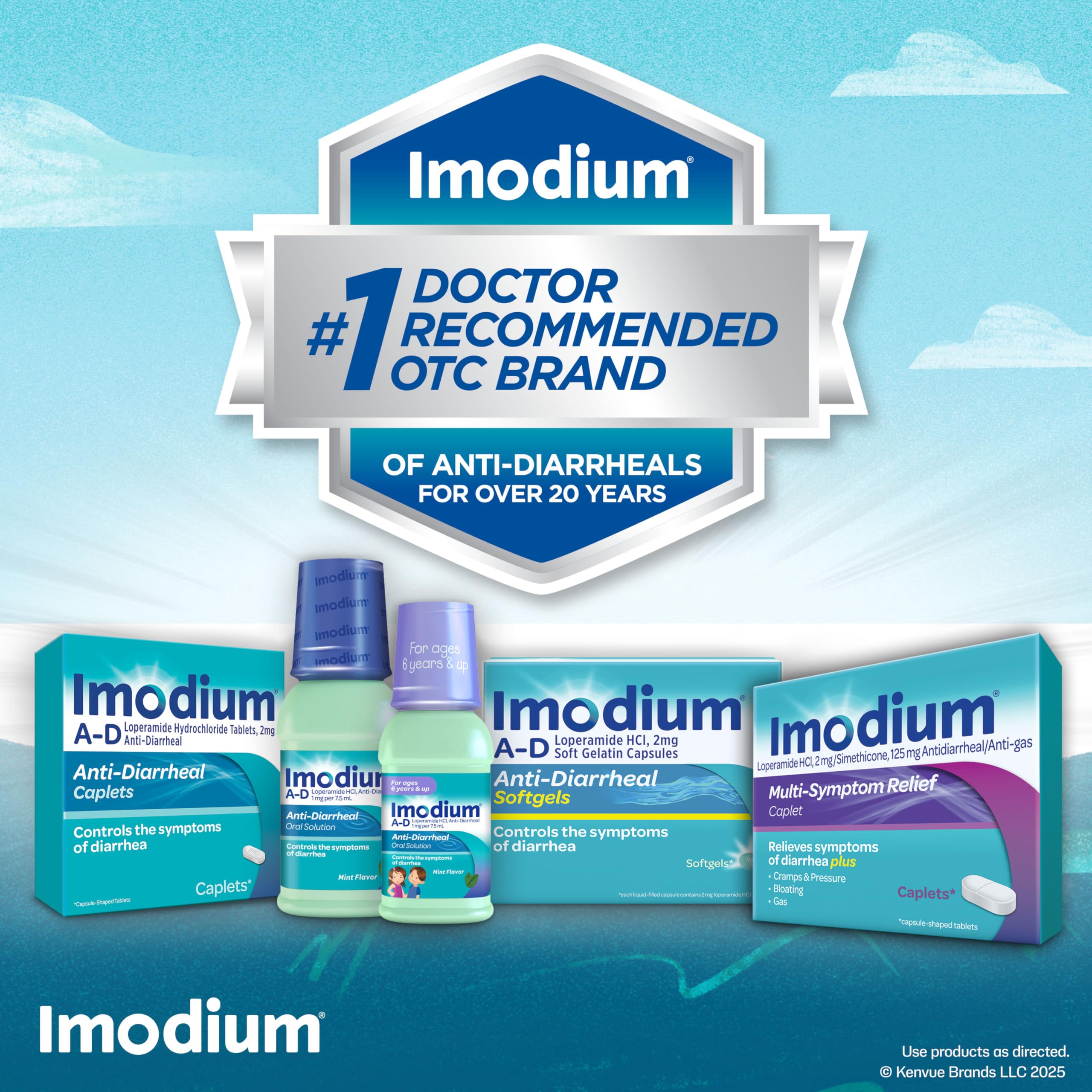Imodium A-D Caplets carried in a purse or bag for on-the-go relief