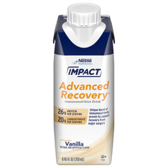 Impact Advanced Recovery Drink vanilla bottle highlights arginine and omega-3 for potential recovery support