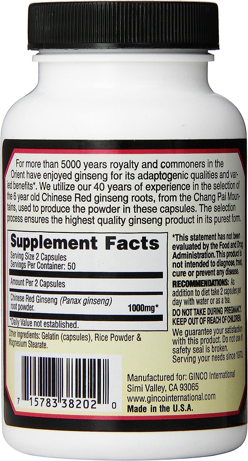 Imperial Elixir Chinese Red Ginseng bottle side view
