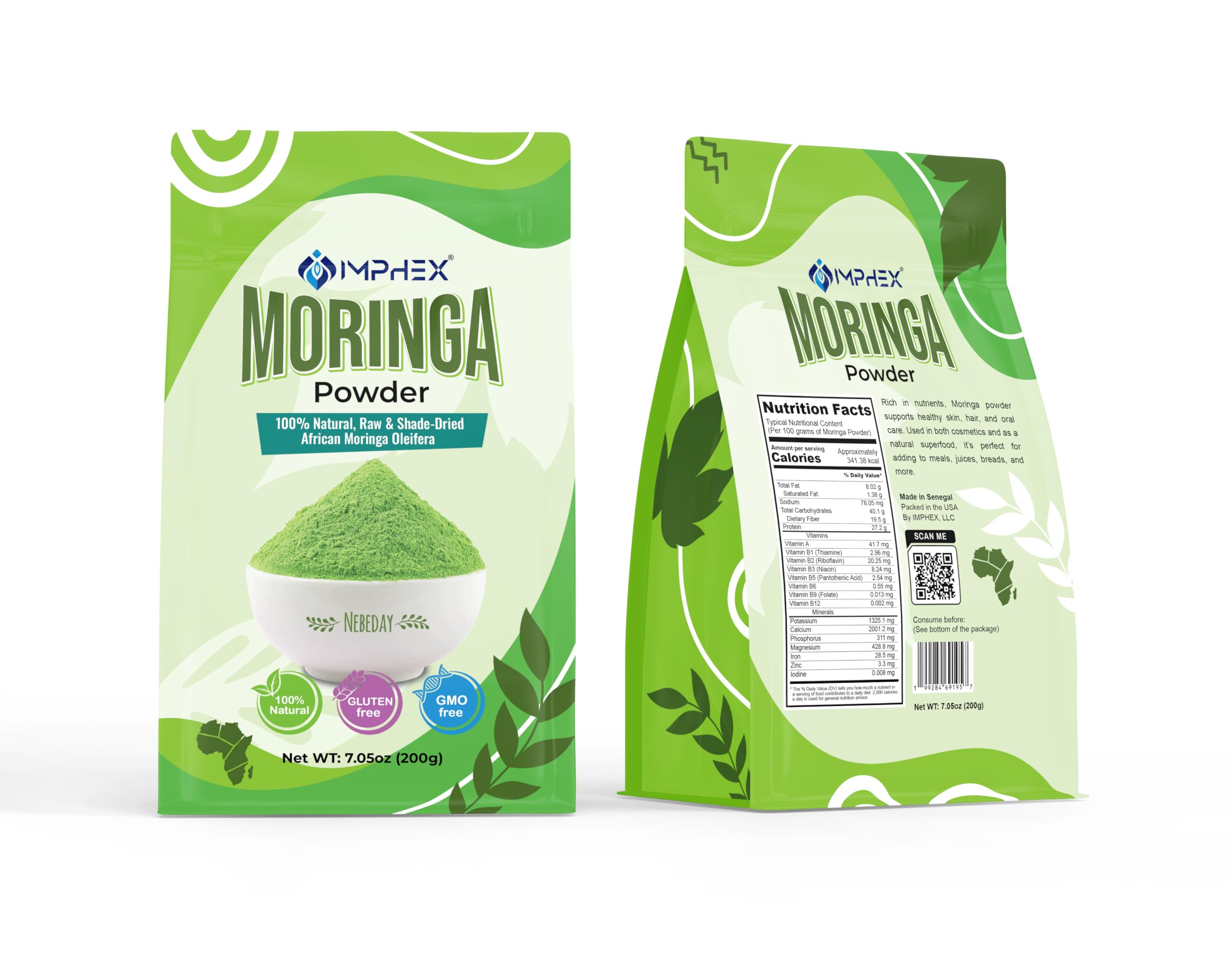 IMPHEX Moringa Powder 200g — packaging with product details