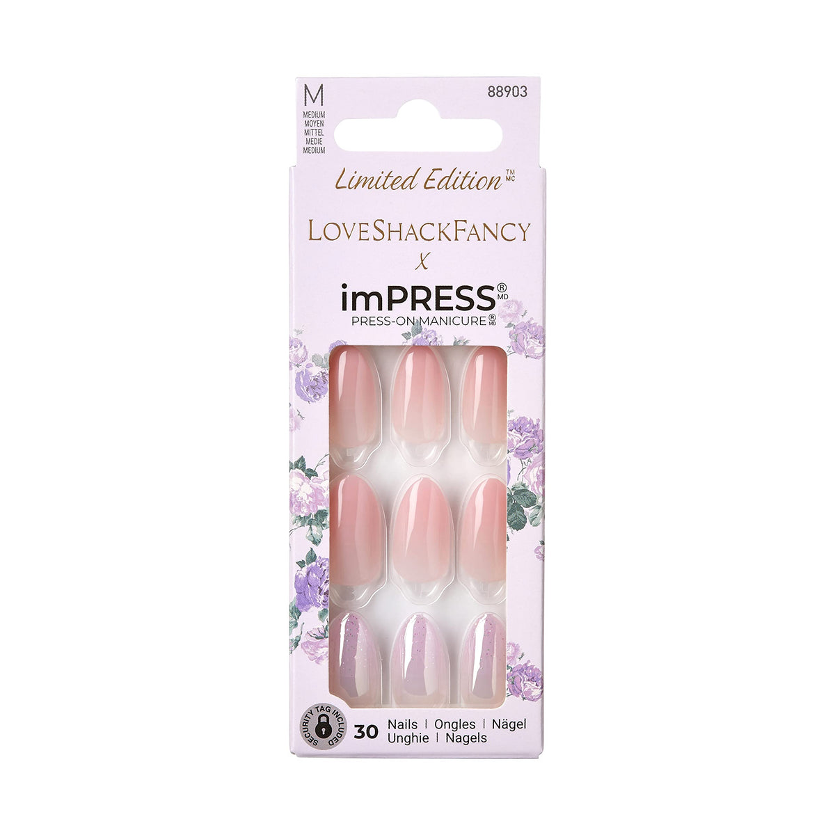 imPRESS LoveShackFancy Blushing Lavender nails on display for a chic finish