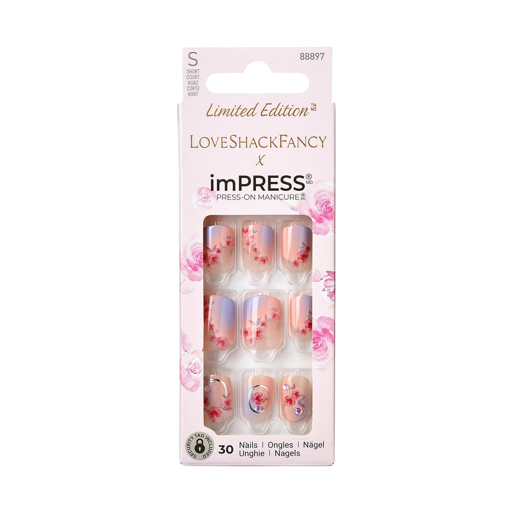 imPRESS LoveshackFancy sunkissed-peach nails in package, ready to apply for instant style