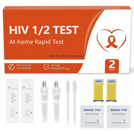 In-home HIV test kit front view with rapid result label