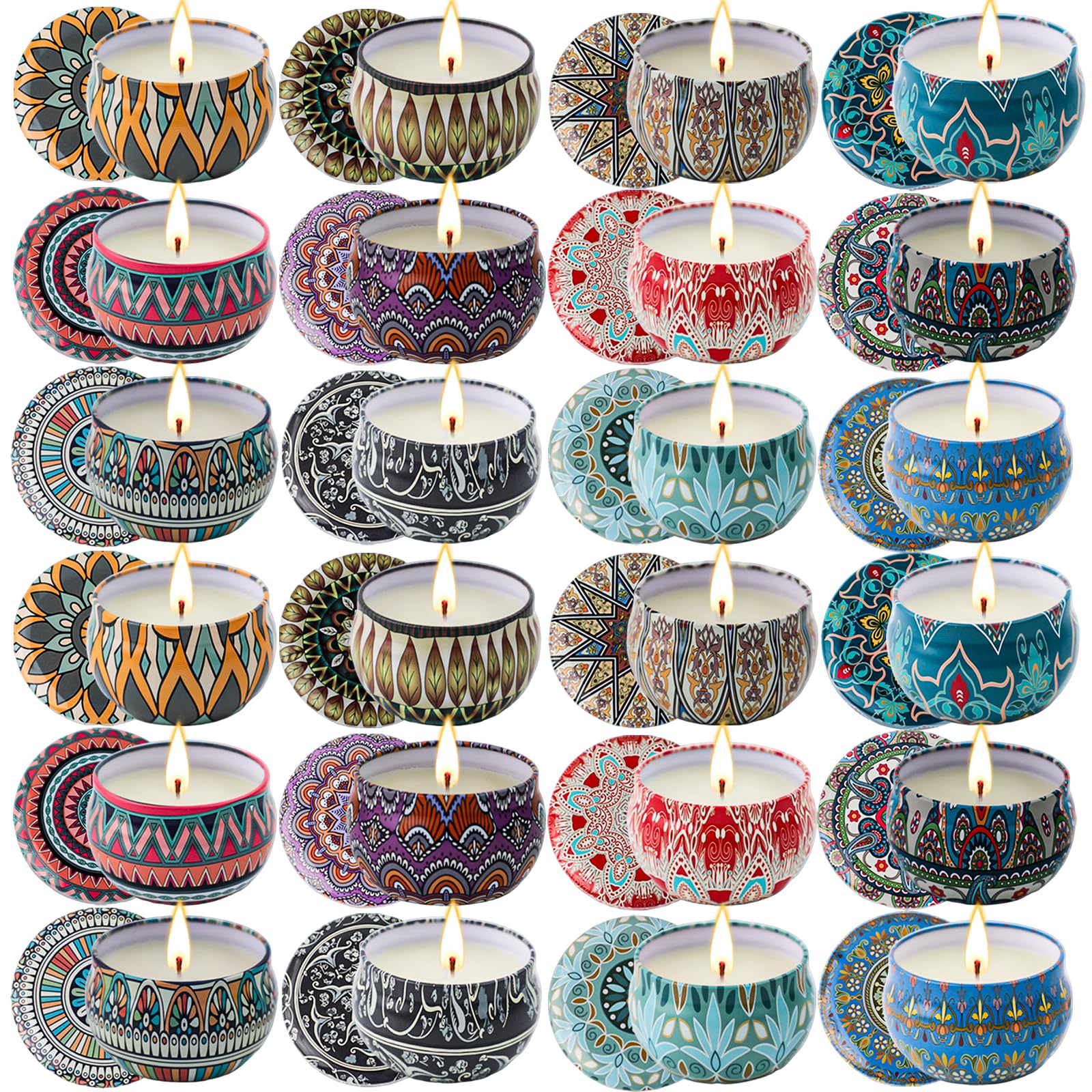 Inayou 24-pack candles cinnamon-apple-variety gift-ready box for cozy evenings.