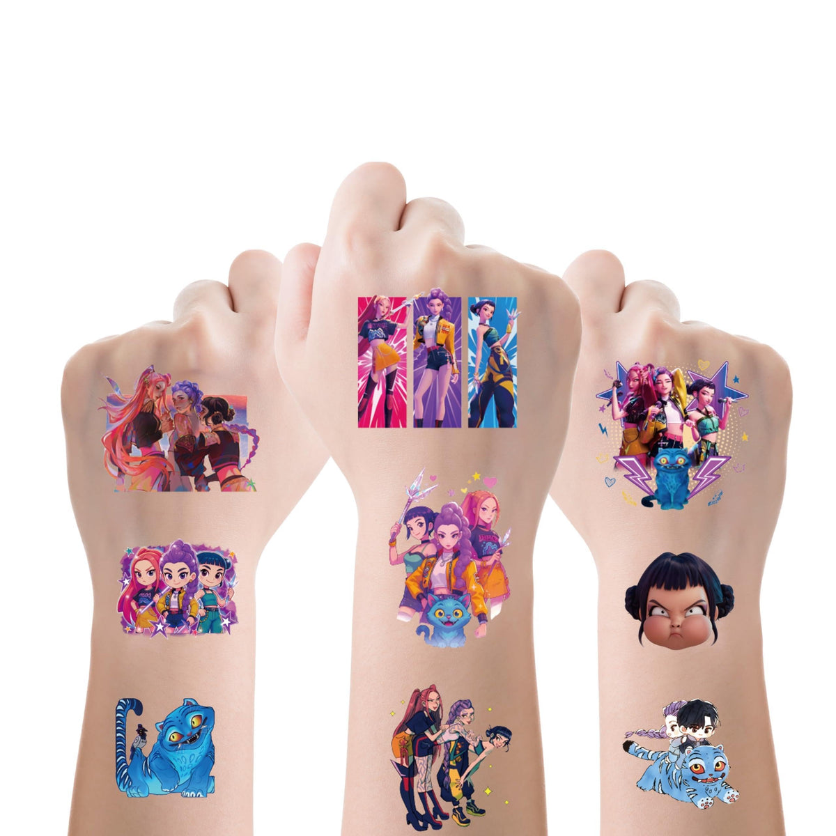 INBVE Kpop Demon Hunters temporary tattoos for kids, ideal party favors and birthday decorations.