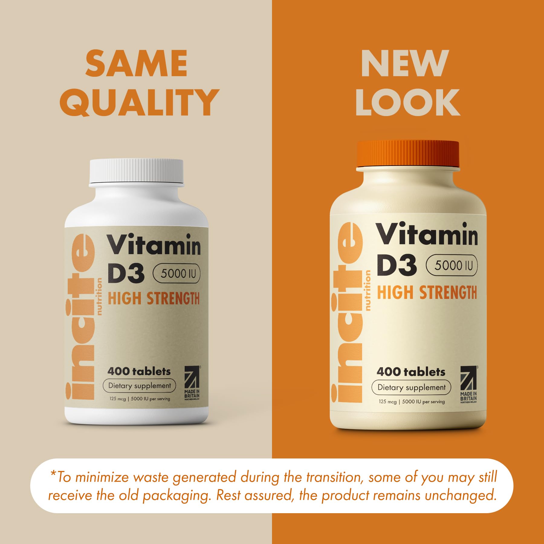 UK-made Vitamin D3 5000iu supplement by Incite Nutrition