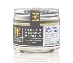 Indian Meadow Herbals Wild Yam Cream jar promoting gentle hormonal balance