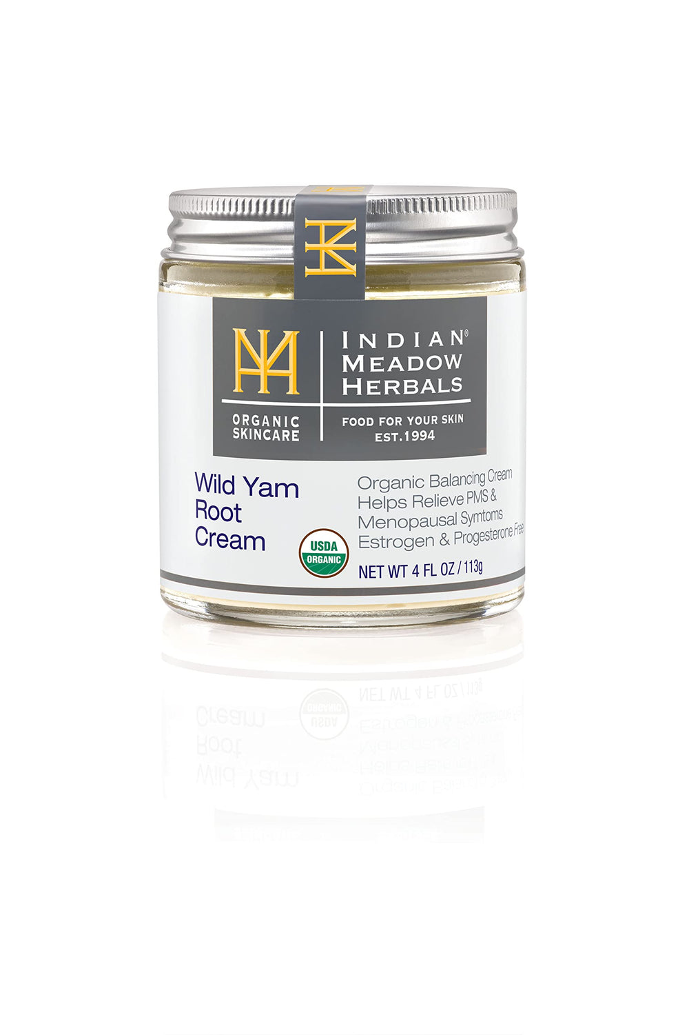 Indian Meadow Herbals Wild Yam Root Cream jar — PMS support and soothing texture.