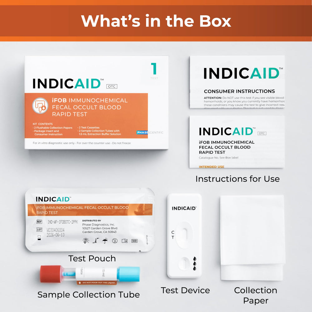 Step-by-step instruction guide for the INDICAID iFOB test
