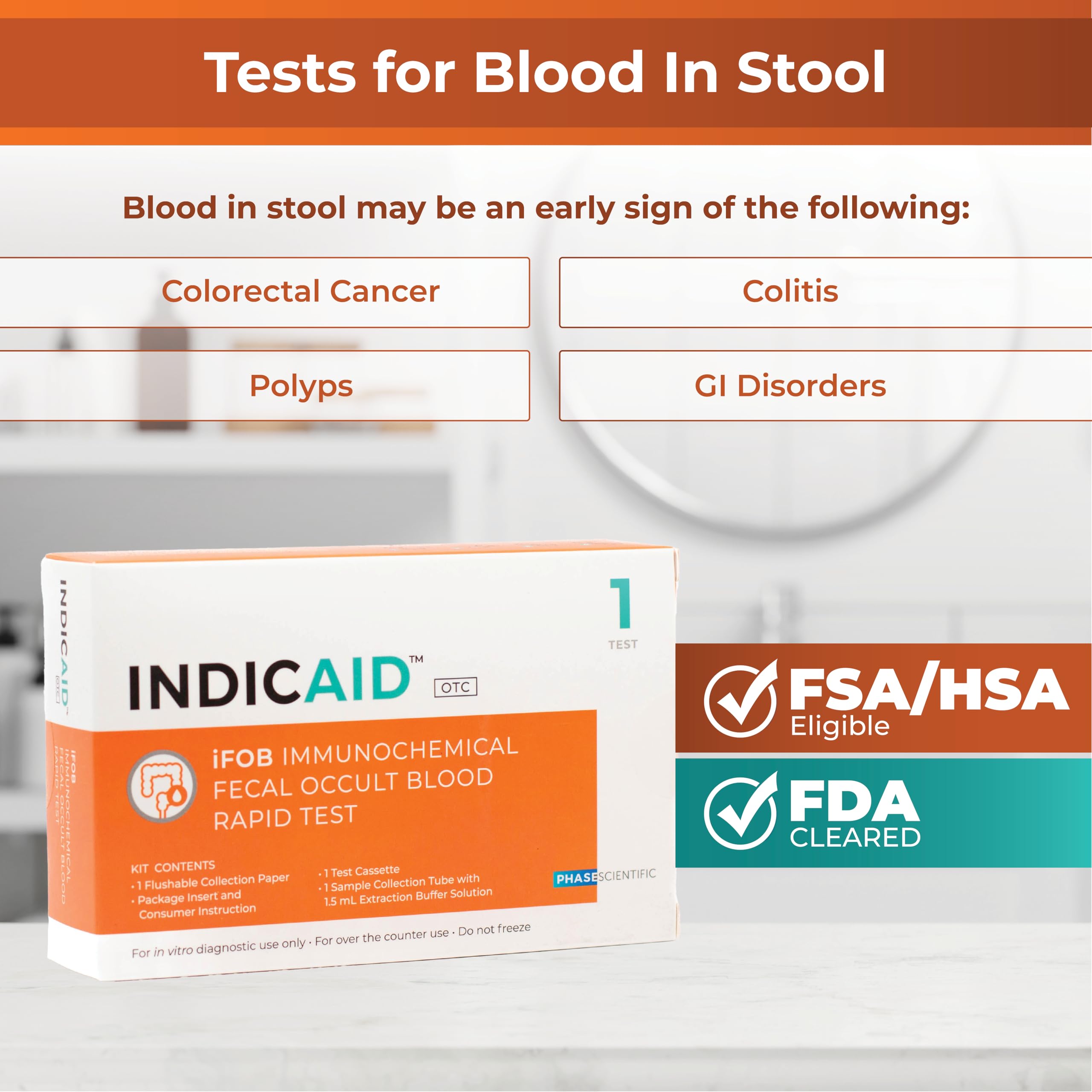 Home usage setup for INDICAID iFOB fecal occult blood test