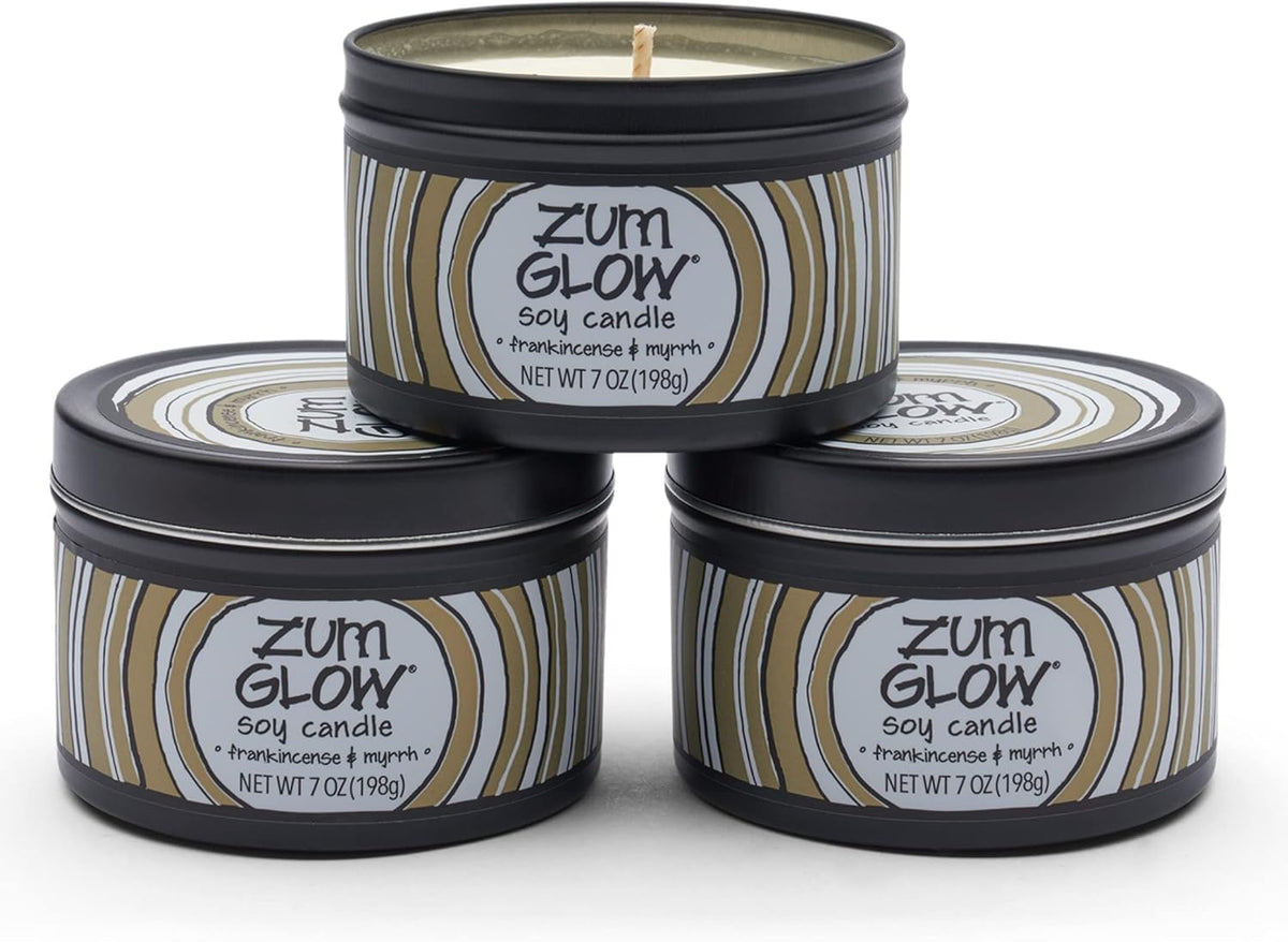 7 oz Zum Indigo Wild Glow Frankincense & Myrrh candle set of 3
