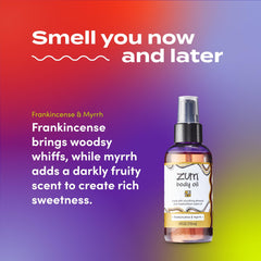 Applying Zum Frankincense & Myrrh Body Oil during massage therapy