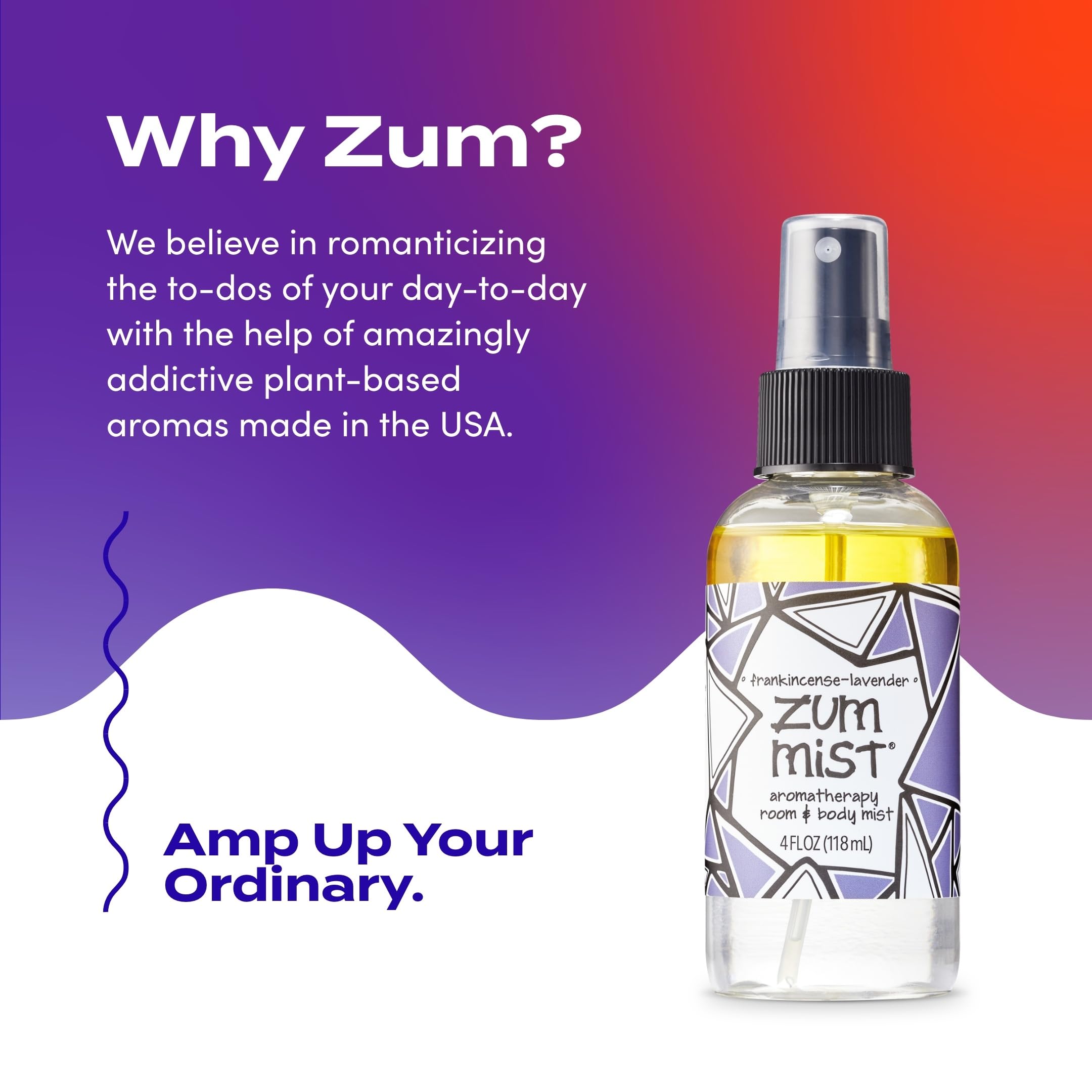 Natural ingredients: essential oils, water and glycerin for Zum Mist