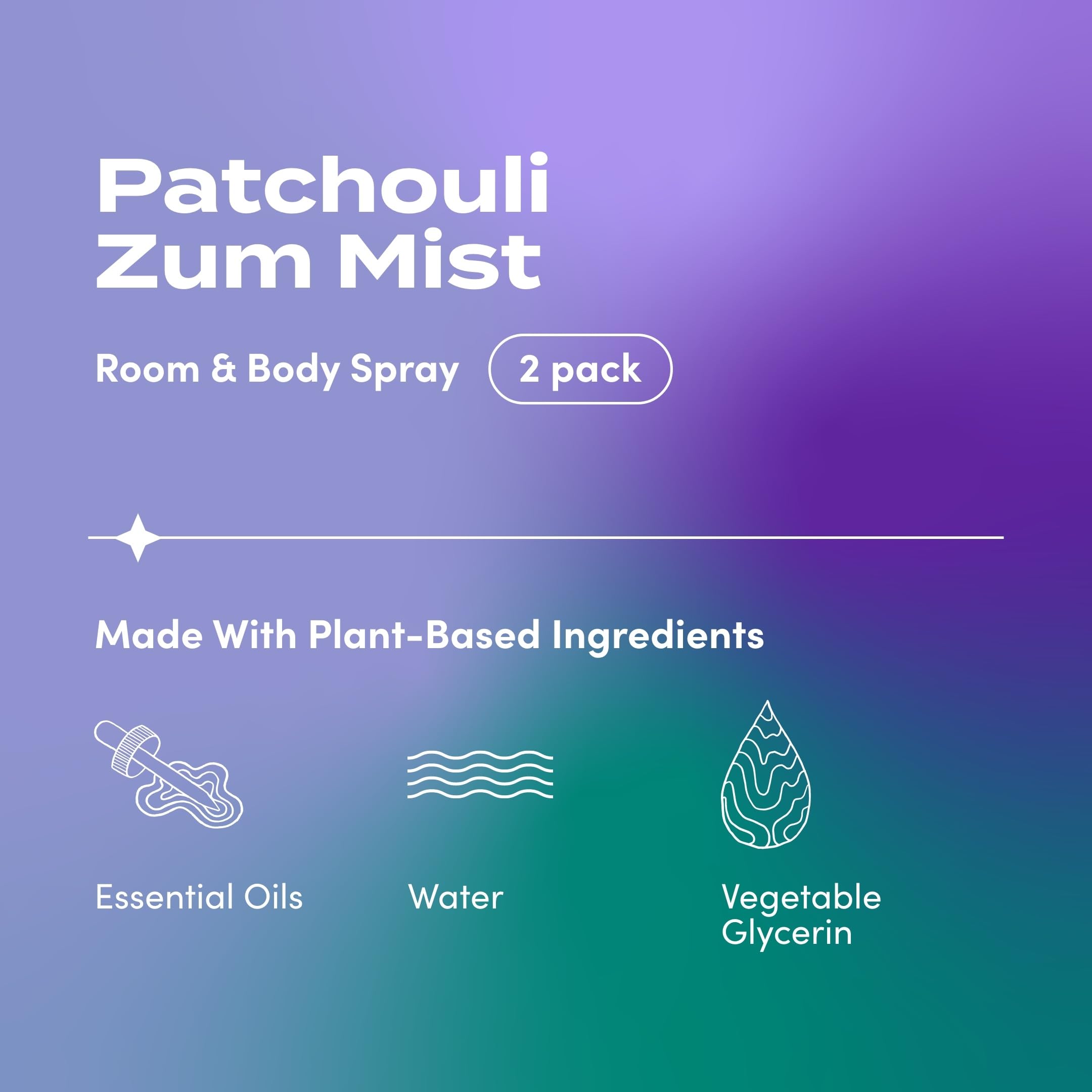 Ingredients: essential oils, water and glycerin for Zum Mist Patchouli