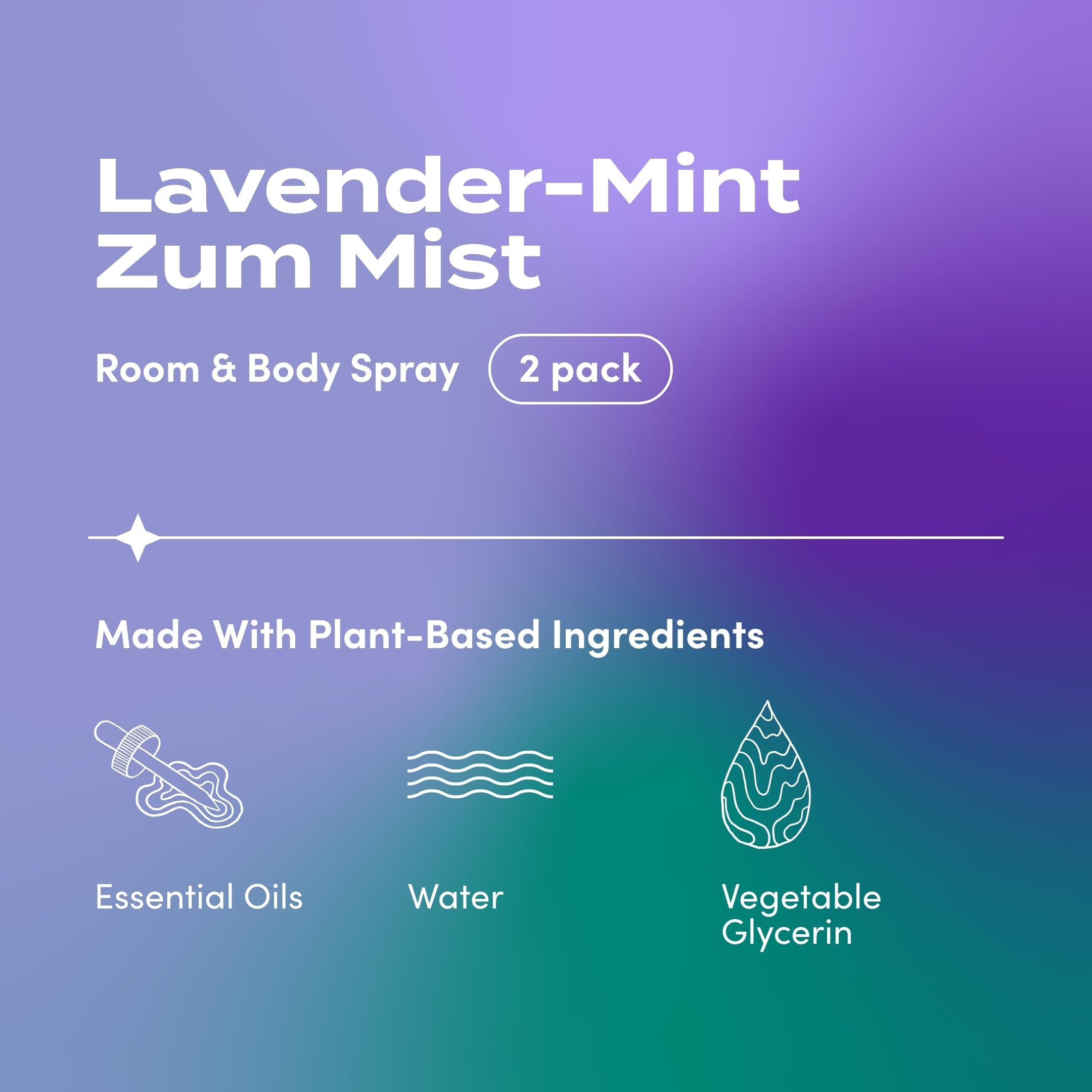 Close-up of Zum Mist Lavender-Mint bottle label