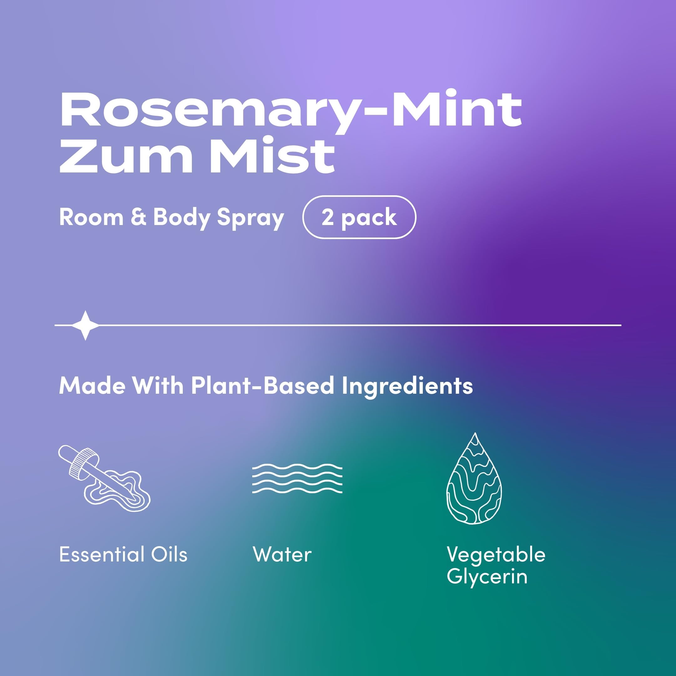 Ingredients and essential oils label on Zum Mist Rosemary Mint