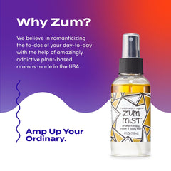 Cruelty-free and USA-made icons on Zum Mist packaging