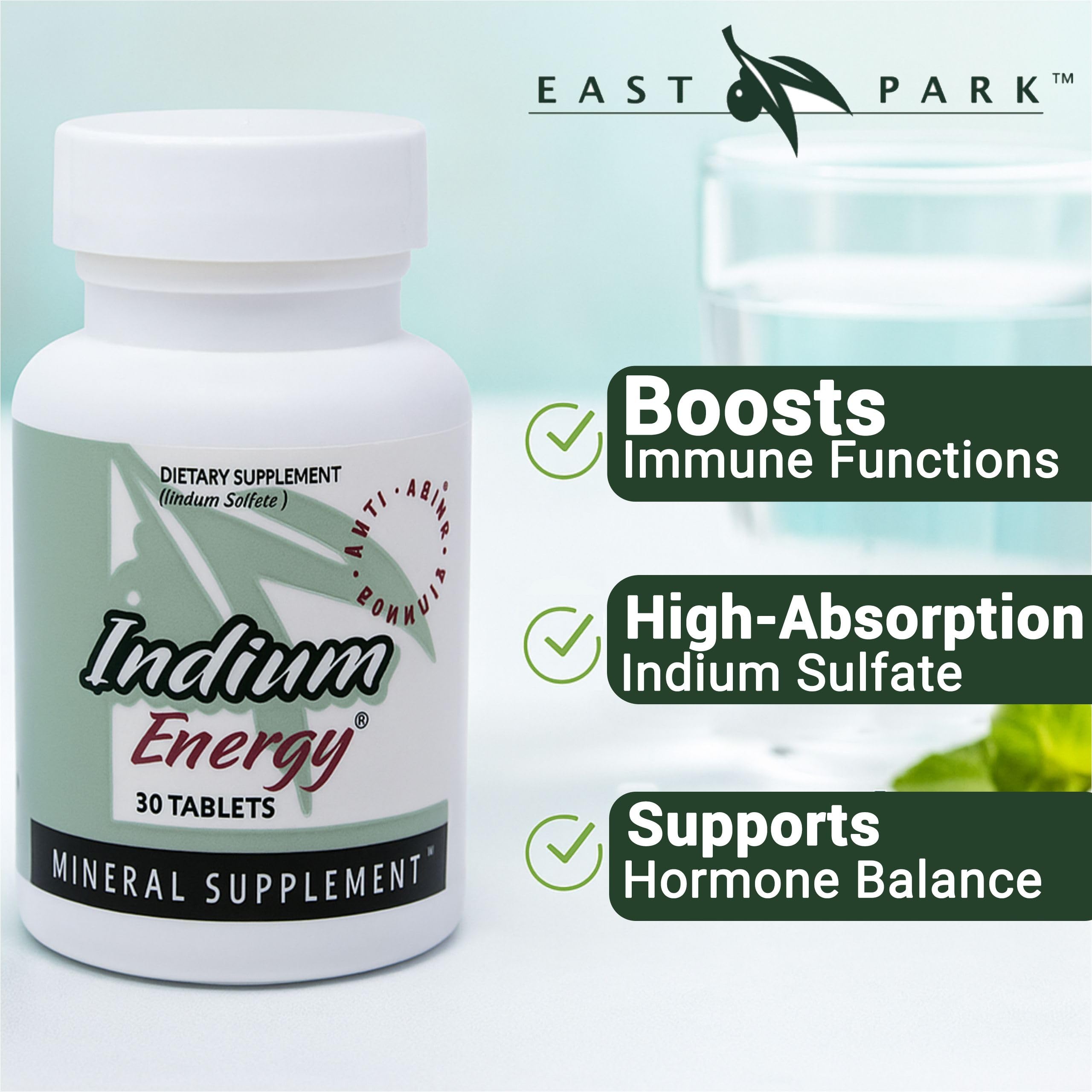 Indium Energy bottle with ingredients card
